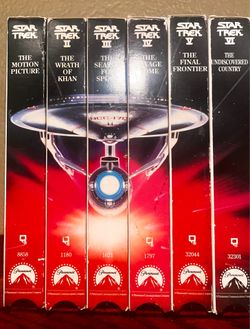 Star Trek VHS Box Set Movies 1-6 USS Enterprise Spine Art Bundle with TNG The Battle