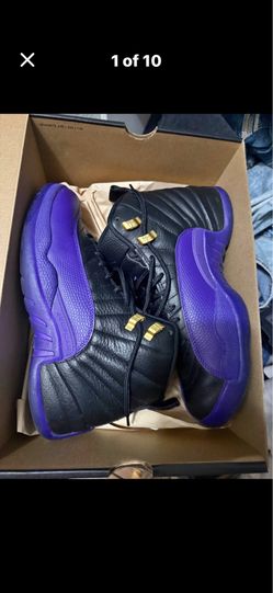 Air Jordan 12 Black Purple Sneaker size 9.5 in men’s