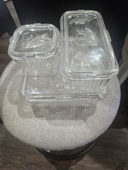 VTG Federal Glass 3 Piece Ribbed Clear Glass Dish Set