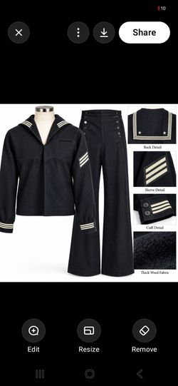 Vintage U.S. Navy Dress Blue Wool Sailor Uniform Jumper & Pants 2-Piece Set