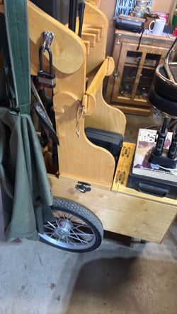 Wooden Shooting Bench Cart on Wheels