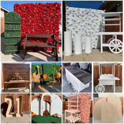 Backdrops, Flower Walls, Candy Carts ,props
