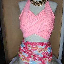 Floral Hot Pink Two Piece Bikini 