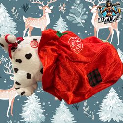 Christmas Tail Wagging Dog in Santa Sack says Christmas Sayings Body Shakes Rare