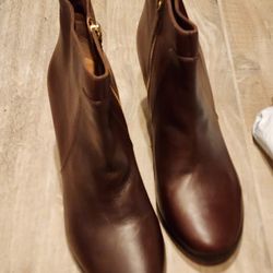 Ann Taylor Brown Zip Up Heel Boots