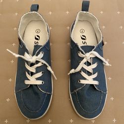 Women’s STQ Blue Slip on Sneakers Casual Canvas Machine Washable Sz 7-Worn Twice