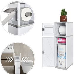 Bathroom Storage Toilet Paper Storage , Narrow Tall Cabinet Storage, Waterproof Bathroom Storage Cabinet，Toilet Side Storage Shelf with Tissue