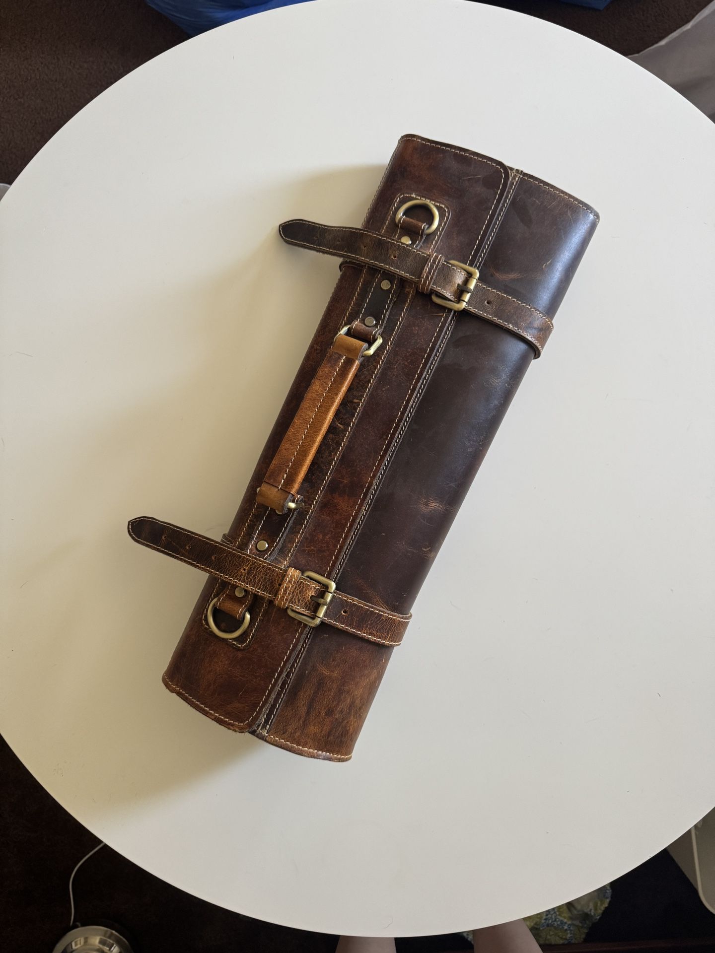 Vintage Leather Knife Roll - Handcrafted Chef’s Tool Bag with 10 Slots
