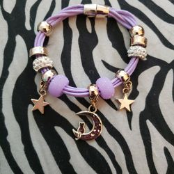 Cat On The Moon Charm Bracelet 