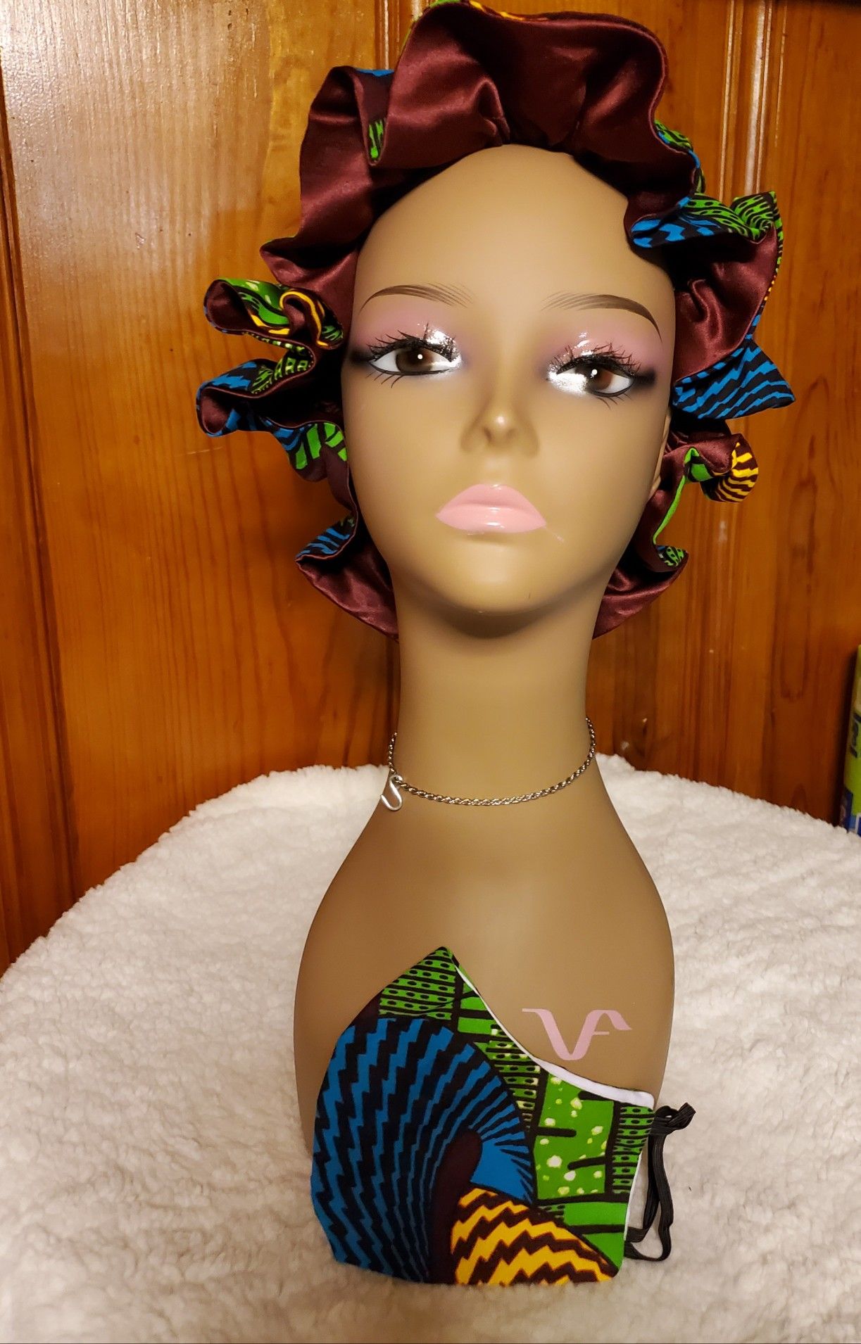 Unisex quality African print hair bonnet with satin lined