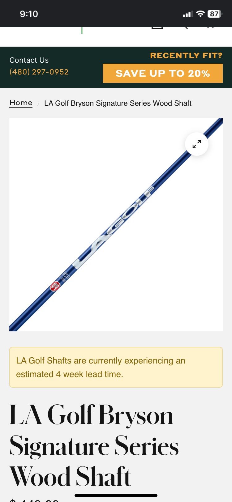 LA Golf Bryson Shaft