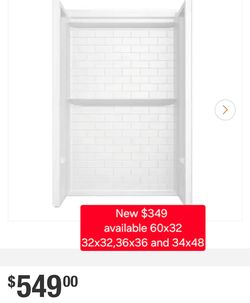 ✨️ Delta Classic 500 Tile 48 in W 73.13 in H 34 in D Three piece Direct-to- stud Alcove Shower Wall Surround in High Gloss White #4189