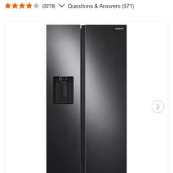 Samsung 36 in. 27.4 cu. ft. Standard Depth Side by Side Refrigerator in Fingerprint-Resistant Black Stainless Steel