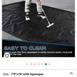 Waterproof Garage Floor Mat for Under Car, 7'9"×18' Heavy Duty Containment Mat with Free Floor Squeegee, (WE HAVE 2 AVAILABLE)
