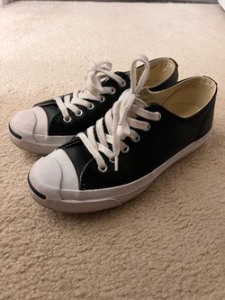 CONVERSE Jack Purcell black leather tennis shoes