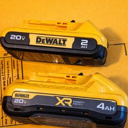 (1) DeWalt 20V MAX 2Ah battery • (2) DeWalt 20V XR 4Ah battery  Both batteries Are News ✅
