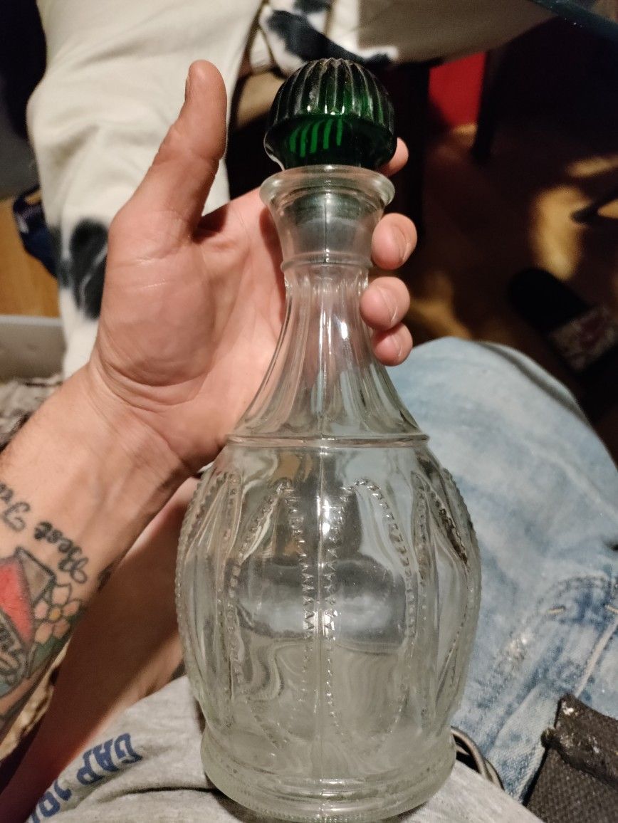 Vintage Avon Decanter Emerald Accent Top
