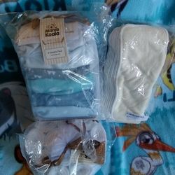 Mama Koala One Size Reusable  Baby Diapers 6 And Diaper Inserts  Brand New Lot