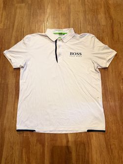 Hugo Boss Mens XL White Modern Fit Moisture Manager Golf Polo Shirt Logo