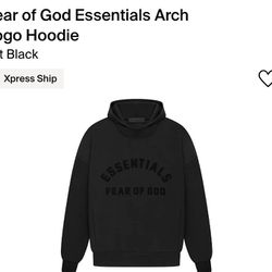 Fear Of God Essentials Jet Black Hoodie Men’s Medium Brand New 