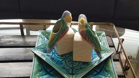 Vintage Bird Book End Pottery Planters