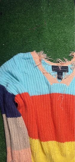 Polly & Esther Rainbow Stripe Knit Sweater