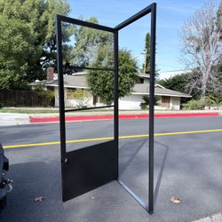 Metal Glass Modern Black Door With Frame