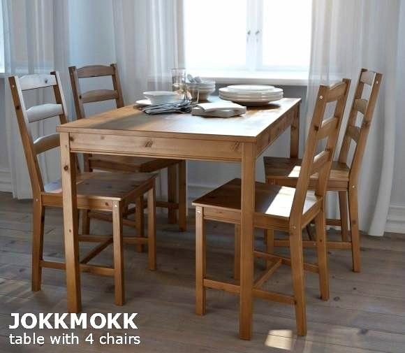 Ikea Dining Table Set - Jokkmokk - 4 Chairs with Justina Pads