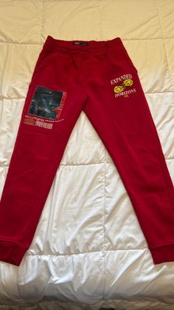 Red cuffed sweatpants