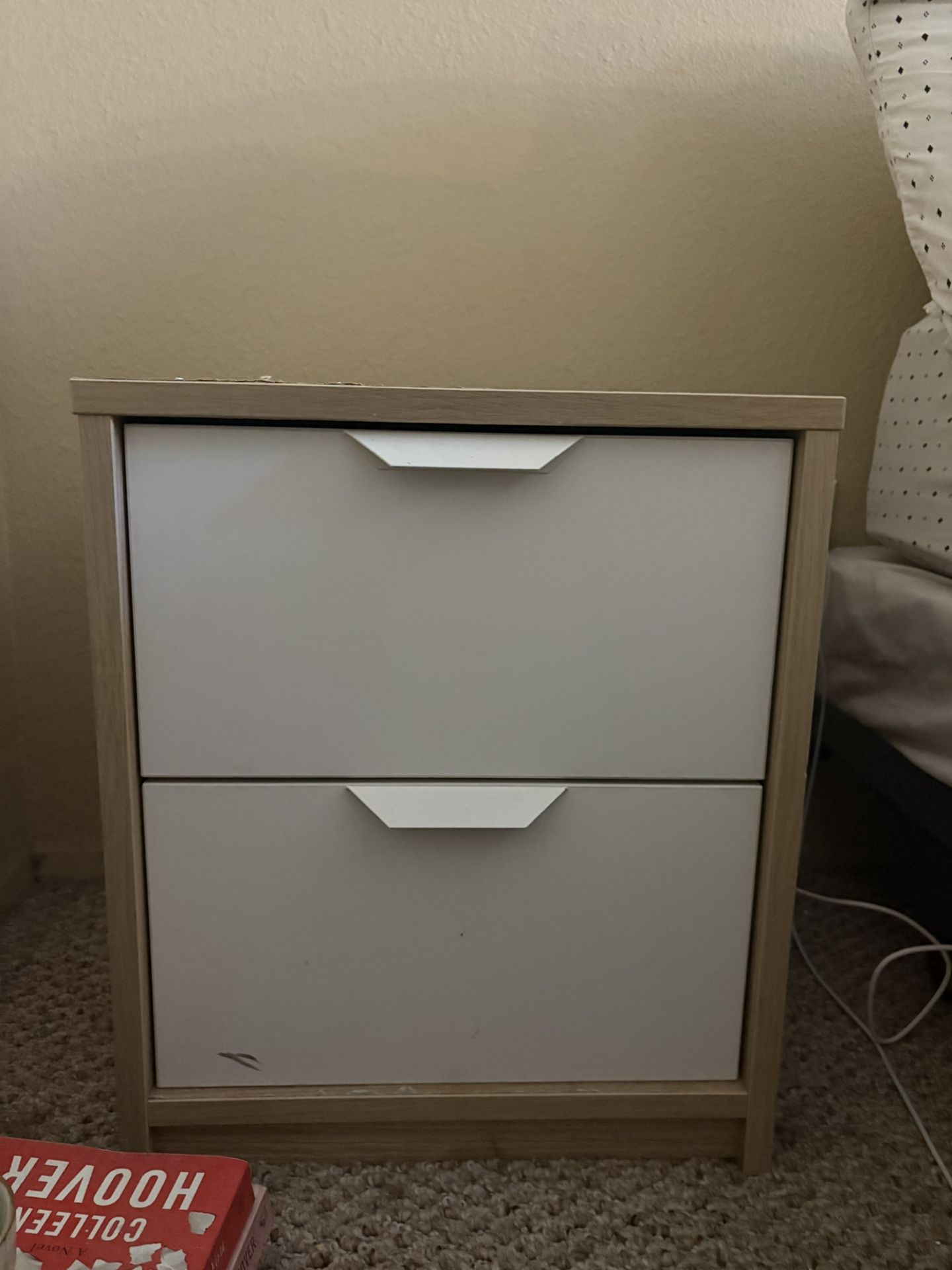 White And Wooden Bedside IKEA Table 