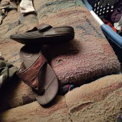 Step & Shape Brown Flip Flops Women 7