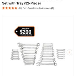 Husky SAE and Metric Combination Wrench Set with Tray (32-Piece)
