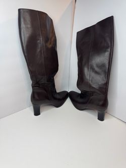 Lauren Ralph Lauren Duretta Brown Leather Knee High Heeled Boots Womens Size 7B