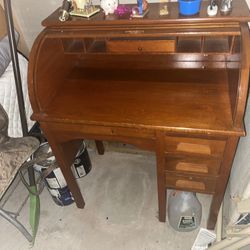 Children Antique Desk With Chair