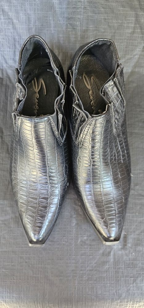 Seven7 Casanova Western Ankle Black Snake Bootie Womens Size 8 Croc Cowboy-Cowgirl
