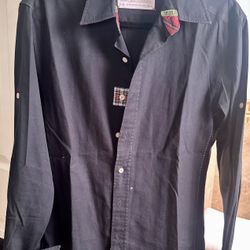 Men Black Button Down Shirt 
