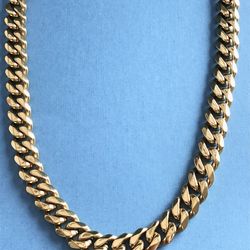 24” Cuban Style Necklace 9mm Gold Bonded On Stainless Steel *Pickup Boca Raton