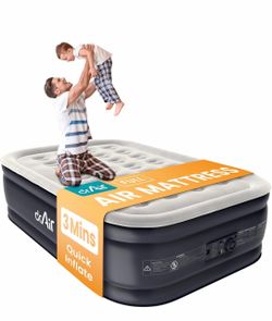 Dr. air Full Air Mattress with Built-in Pump, 18" Raised Blow Up Mattress, 600 lbs Max Honeycomb Air Bed, 48Hr Leak-Proof Test, 3min Inflatable Mattre