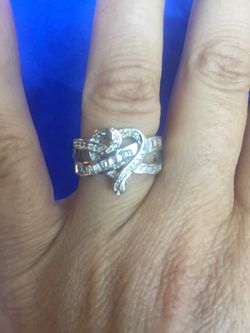 .925 Sterling Silver plated unique heart ring NEW!
