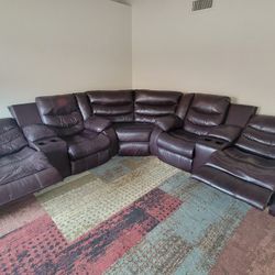3 Piece Custom Leather Reclining Sectional