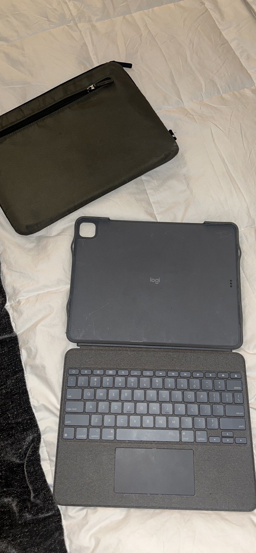 Logitech Combo Touch keyboard case for an Apple iPad Pro.