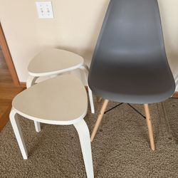 IKEA Birch Wood Stool X2, Eiffel Tower Chair