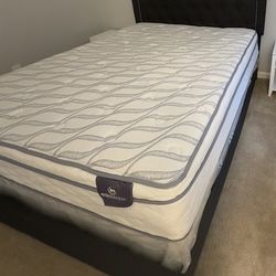 Dark Gray Queen Size Upholstered Bed