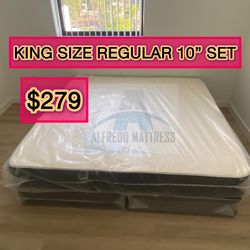 King mattress regular and box spring set (2pc - brand new)