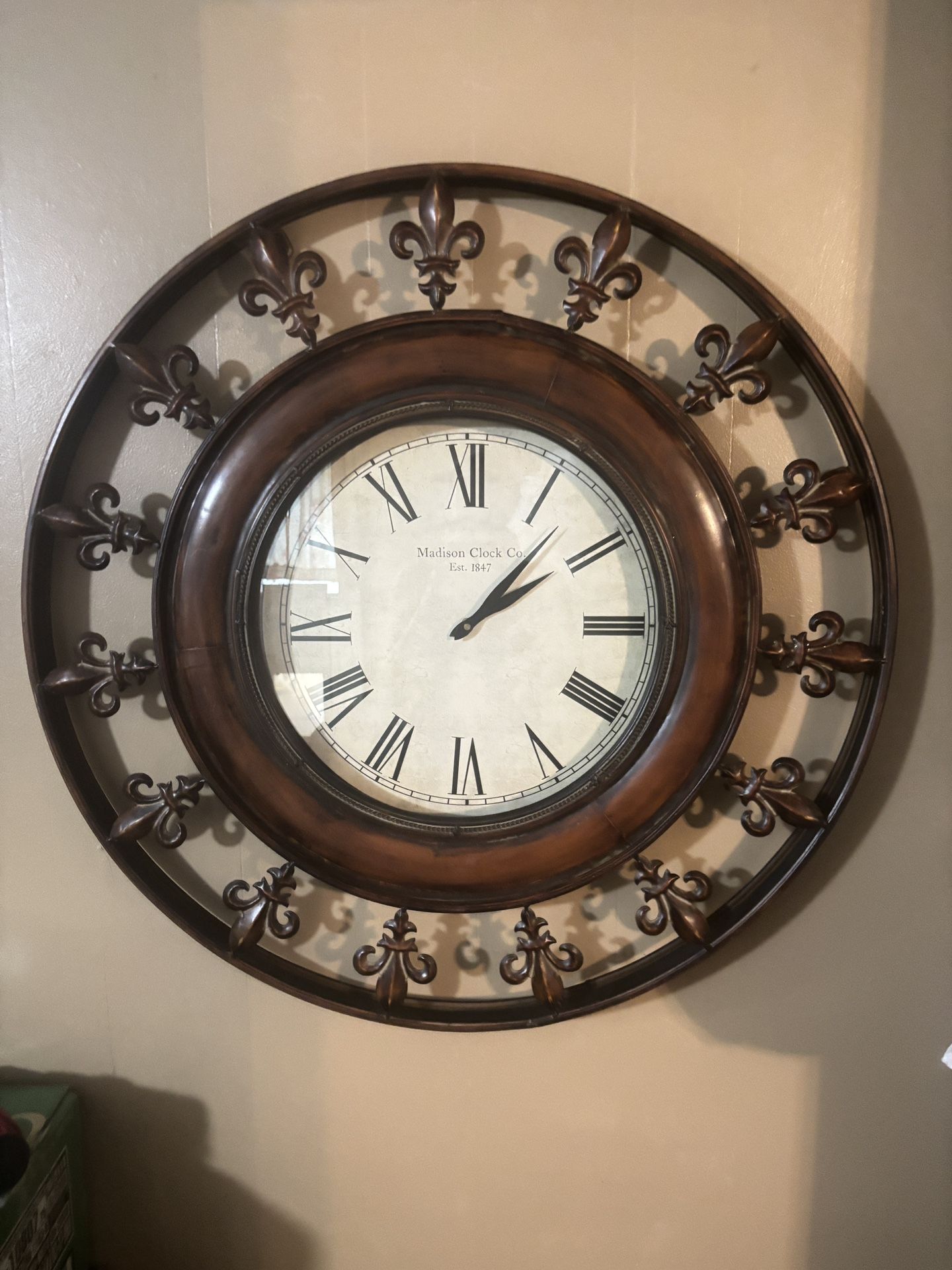 Rustic Fleur De Lis Large Clock