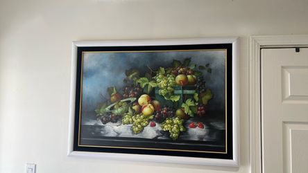 Framed Fruit Still Life Oil Painting