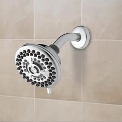 Waterpik
9-Spray 4.5 in. Single Wall Mount 1.8 GPM Fixed Shower Head in Chrome