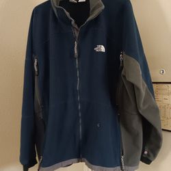 Men's North Face Jacket, Size XL, Navy/Grey Fleece