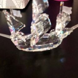 Like New! Swarovski Crystal Santa Maria Ship Figurine w/ Mirror & Box RETIRED! Box is just ok!