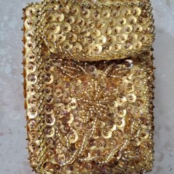 Gold Sequins Vintage Cigarettes Case 